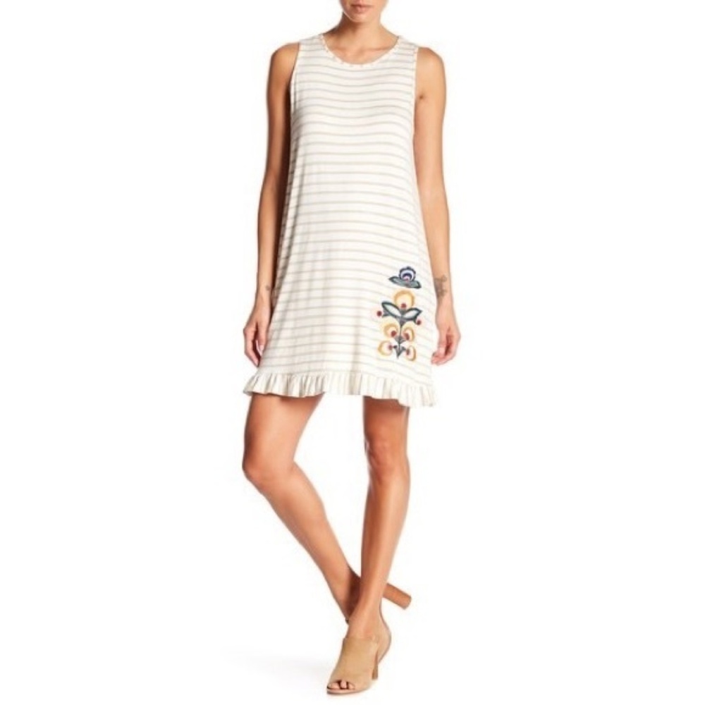 Anthropologie Everleigh Striped Dress with Ruffle